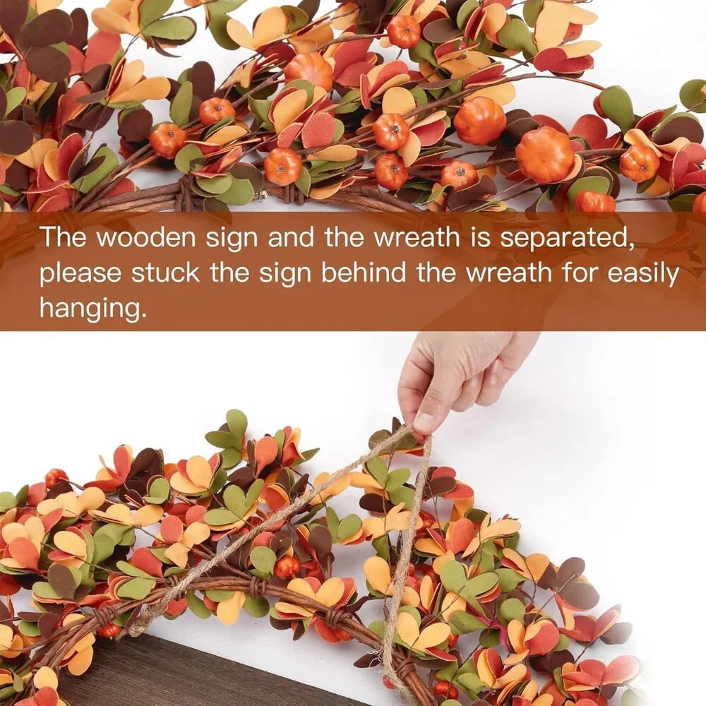 20-Inch Harvest Wreath: Autumn Elegance for Thanksgiving and Fall Festivals